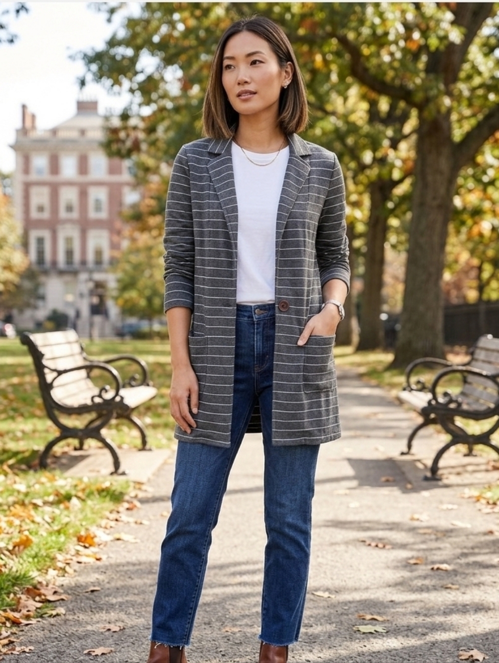 Striped Gray Women's Sweater